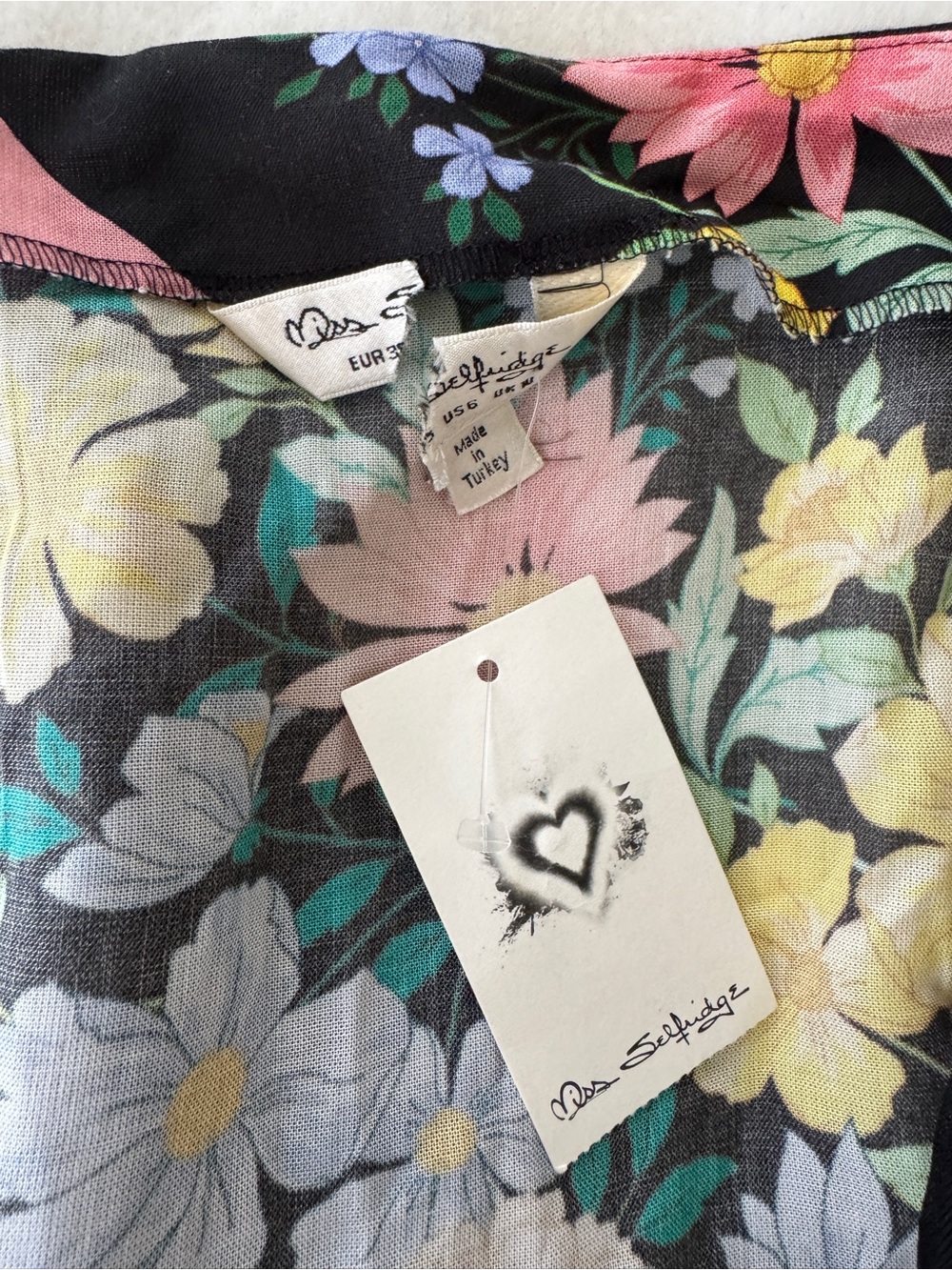 Miss Selfridge Floral Skirt Black Multi Size 6 NWT Flaws career - Picture 8 of 8
